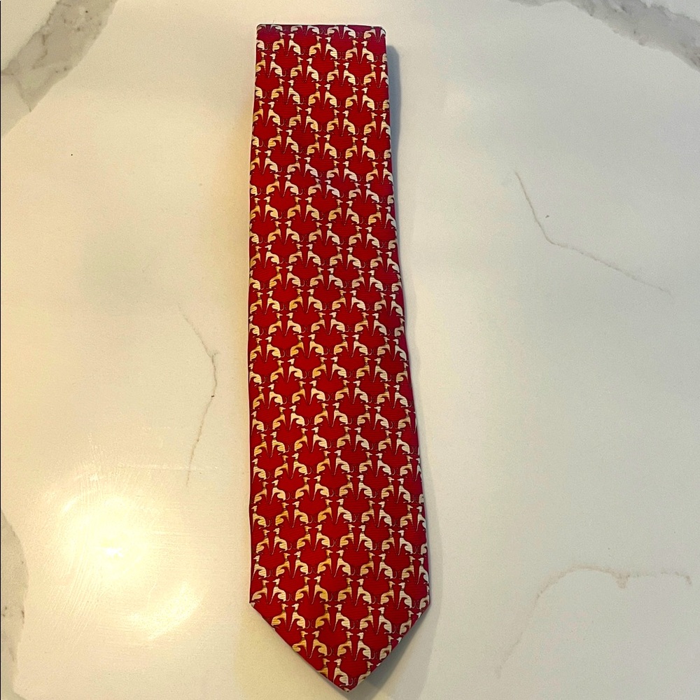 Eximious of London Italian 100% silk tie dog motifs.  EVC
